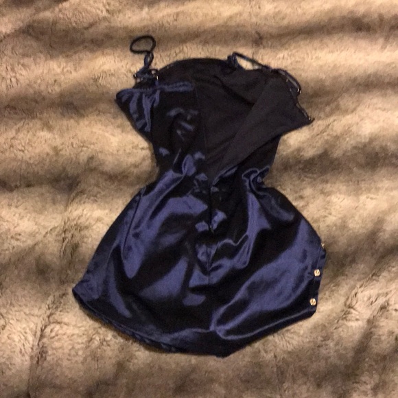 Rouched Blue Velvet Dress asymmetrical - Picture 3 of 3